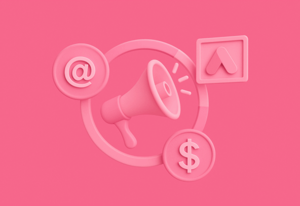 Elementos de marketing en rosa